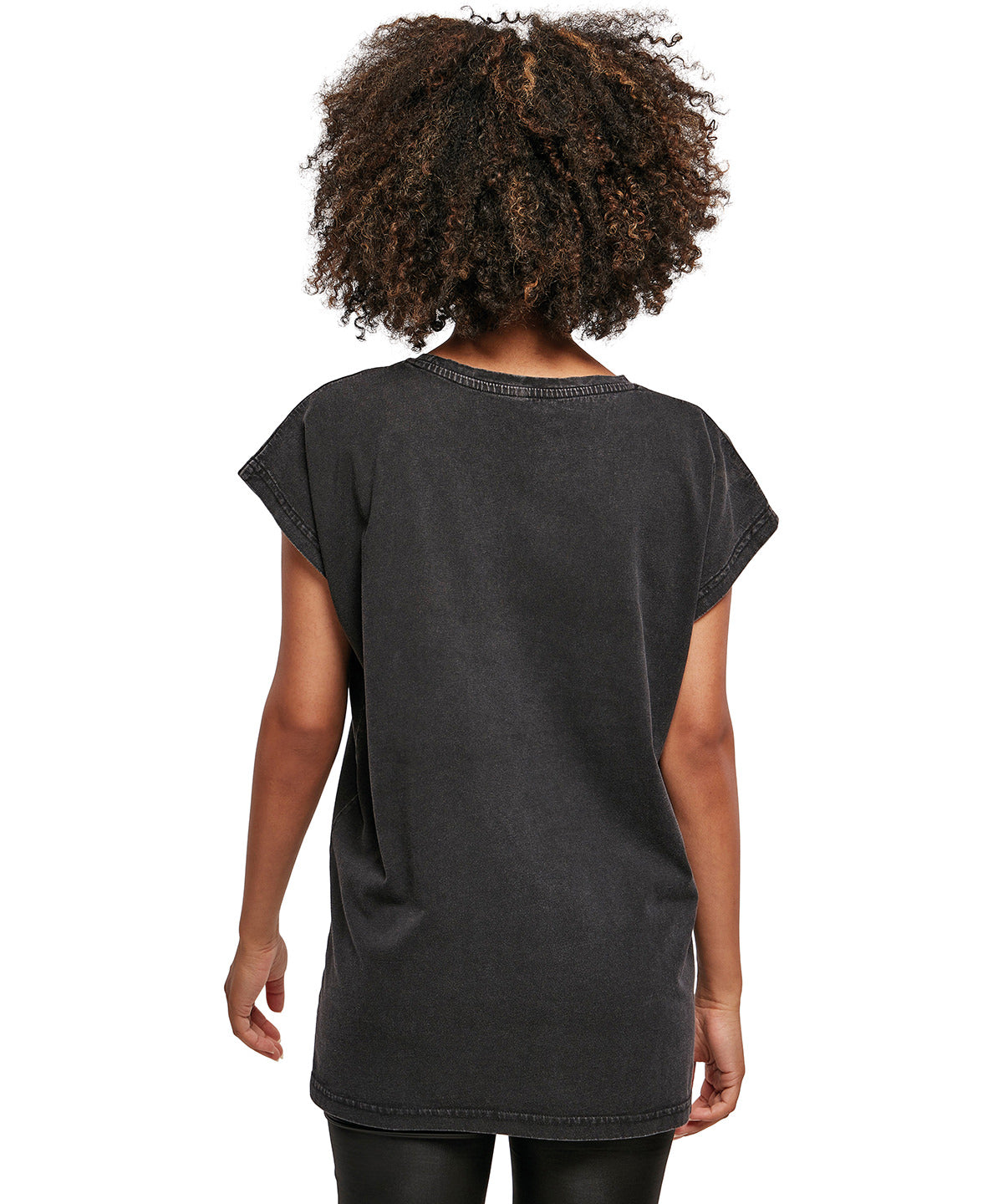 Womans Casual Acid Wash Tee - Black