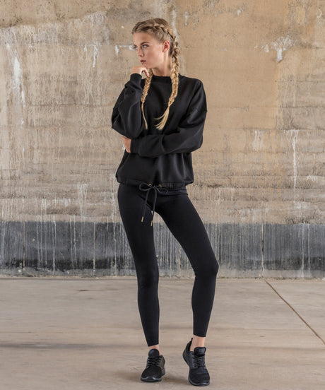 Womens Drawstring Oversized Sweatshirts - Black