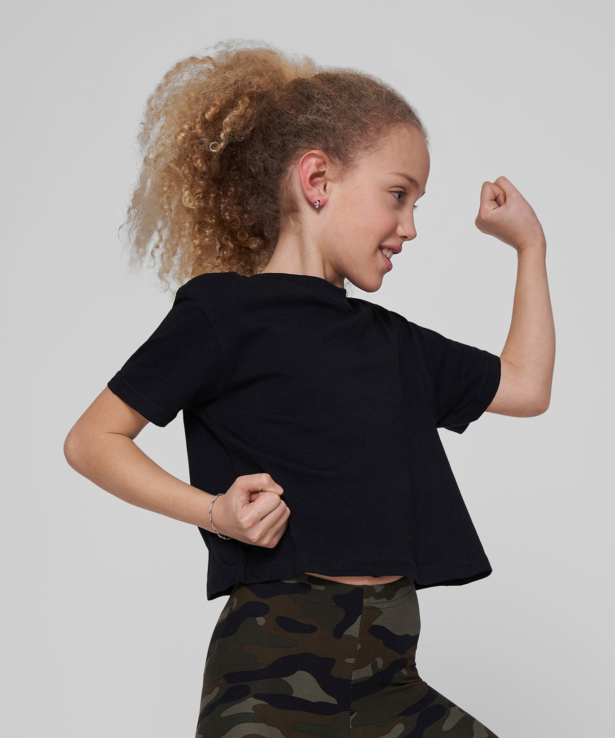 Girls Classic Cropped Tee - Black