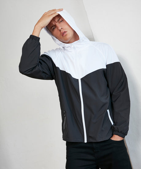 Casual Two-Tone Hooded Wind Jacket - Black/White