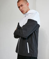 Casual Two-Tone Hooded Wind Jacket - Black/White