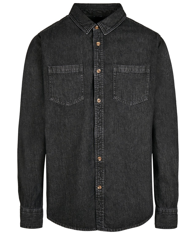 Cotton Denim Shirt  - Black Washed