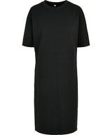 Womens Oversized Cotton Slit Tee Dress - Black