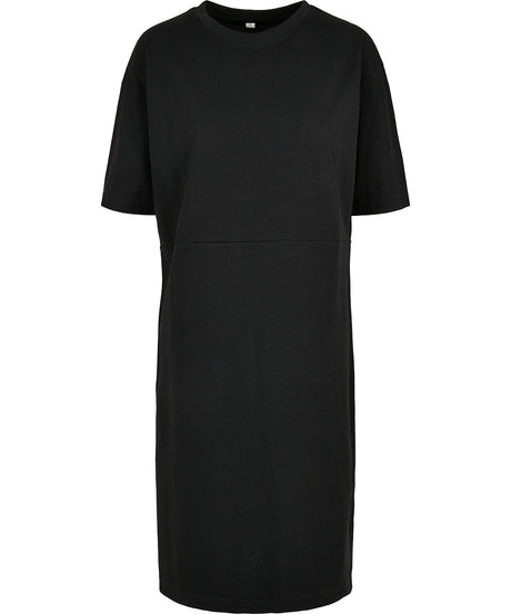 Womens Oversized Cotton Slit Tee Dress - Black