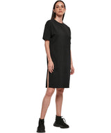 Womens Oversized Cotton Slit Tee Dress - Black