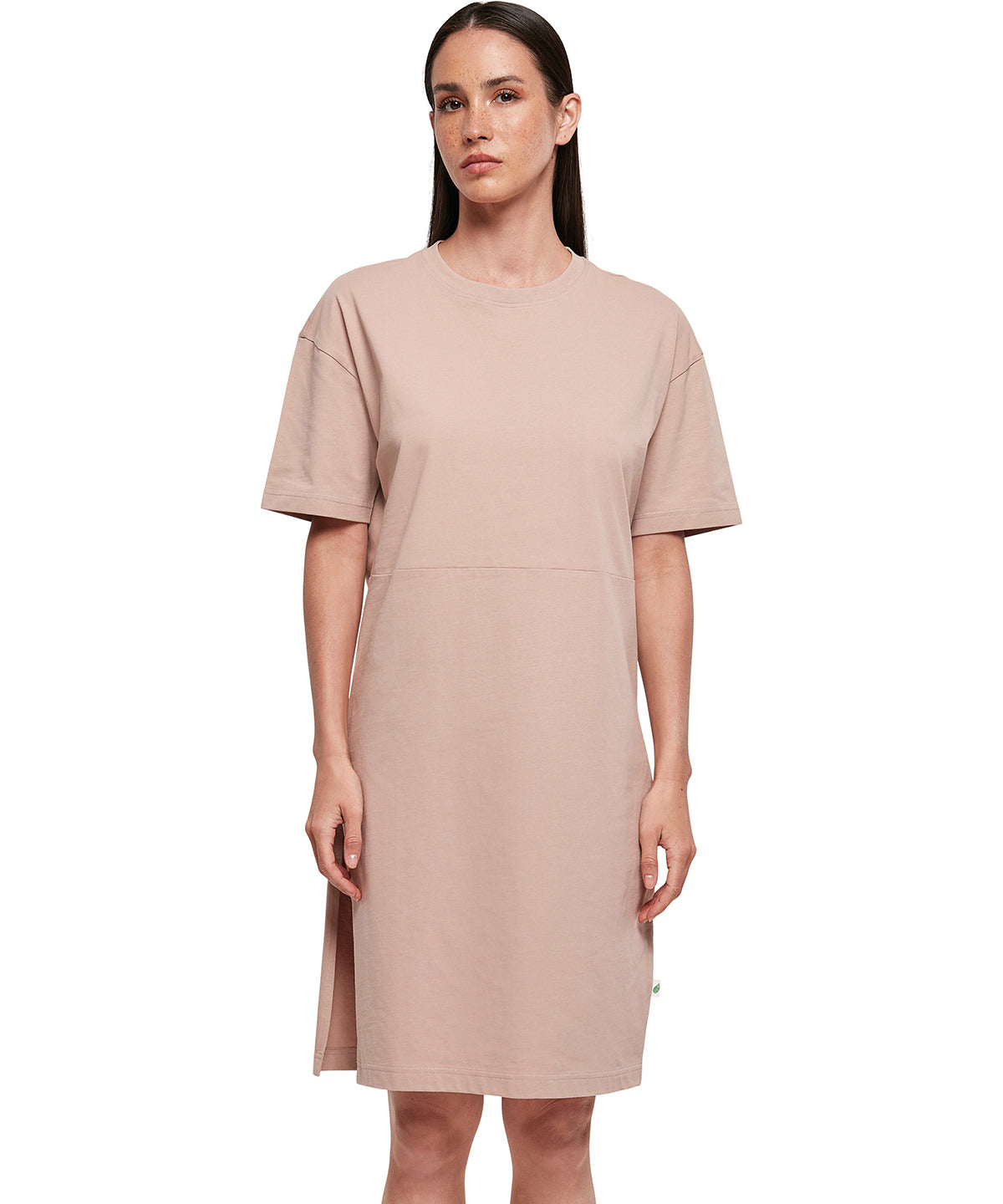 Womens Oversized Cotton Slit Tee Dress - Dusk Rose