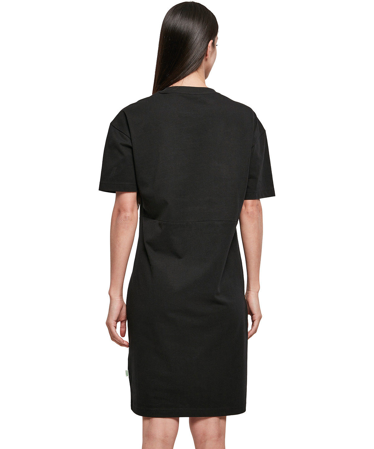 Womens Oversized Cotton Slit Tee Dress - Black