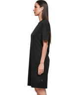 Womens Oversized Cotton Slit Tee Dress - Black