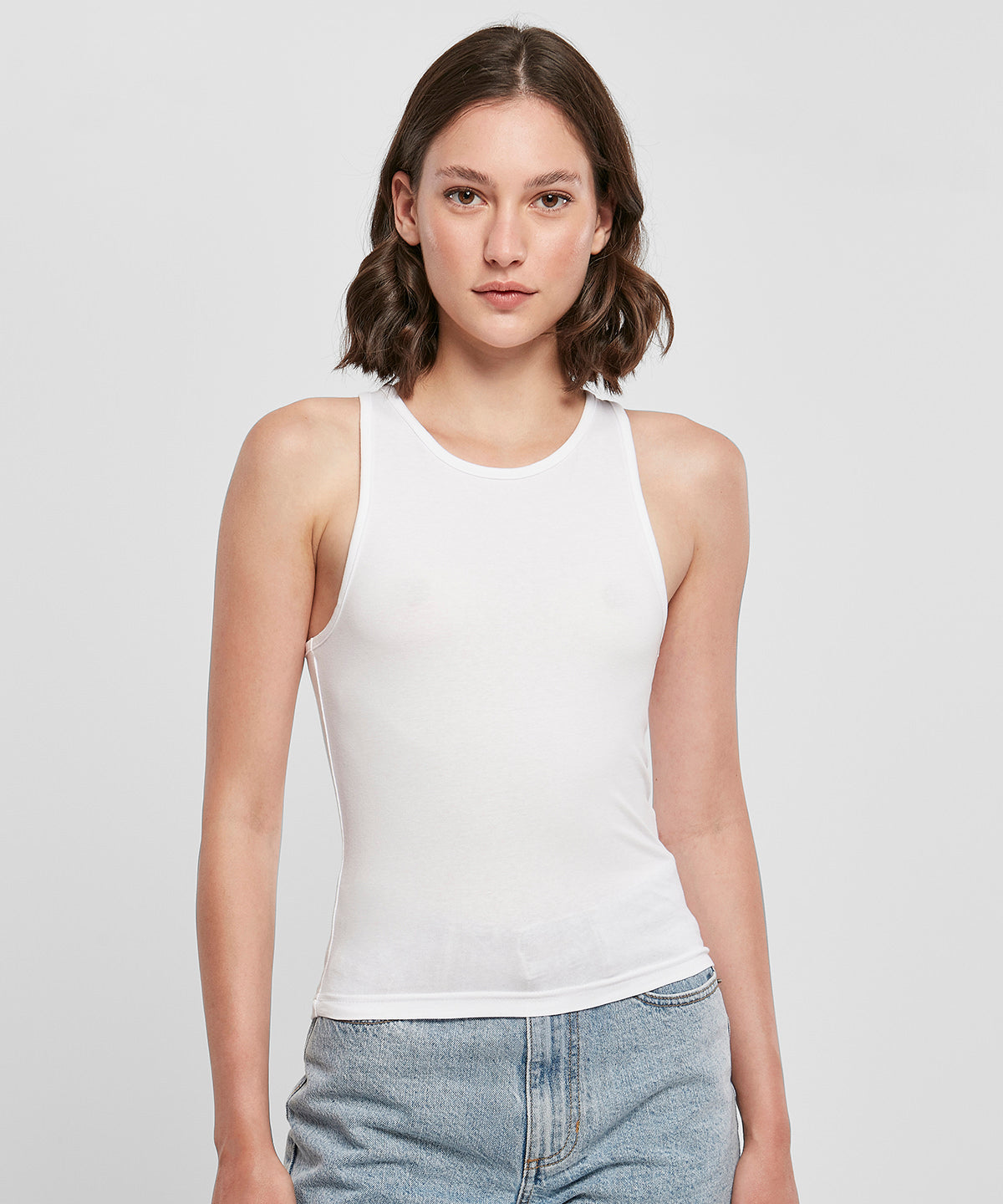 Womens Slim Fit Y-Back Vest - White