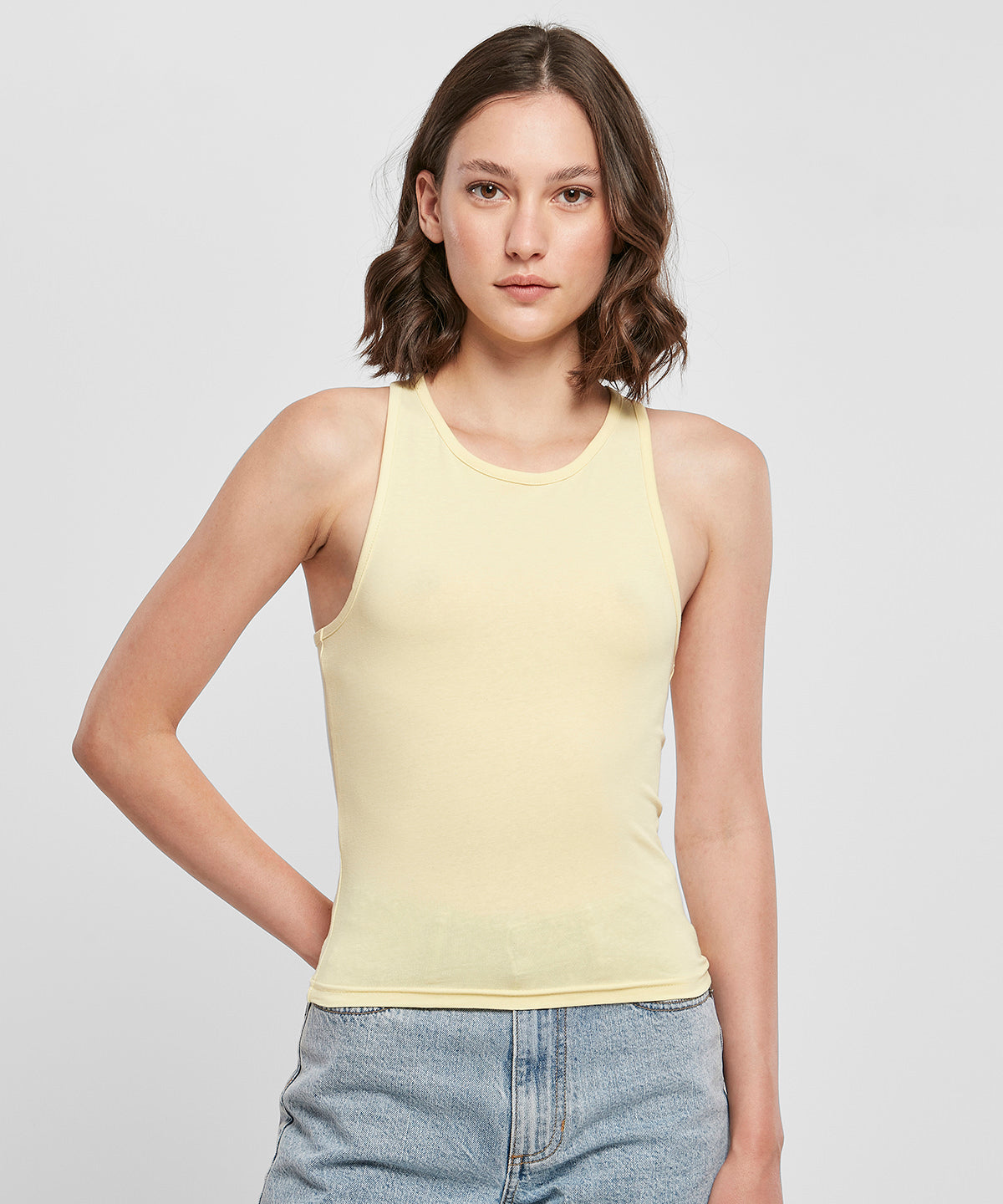 Womens Slim Fit Y-Back Vest - Soft Yellow