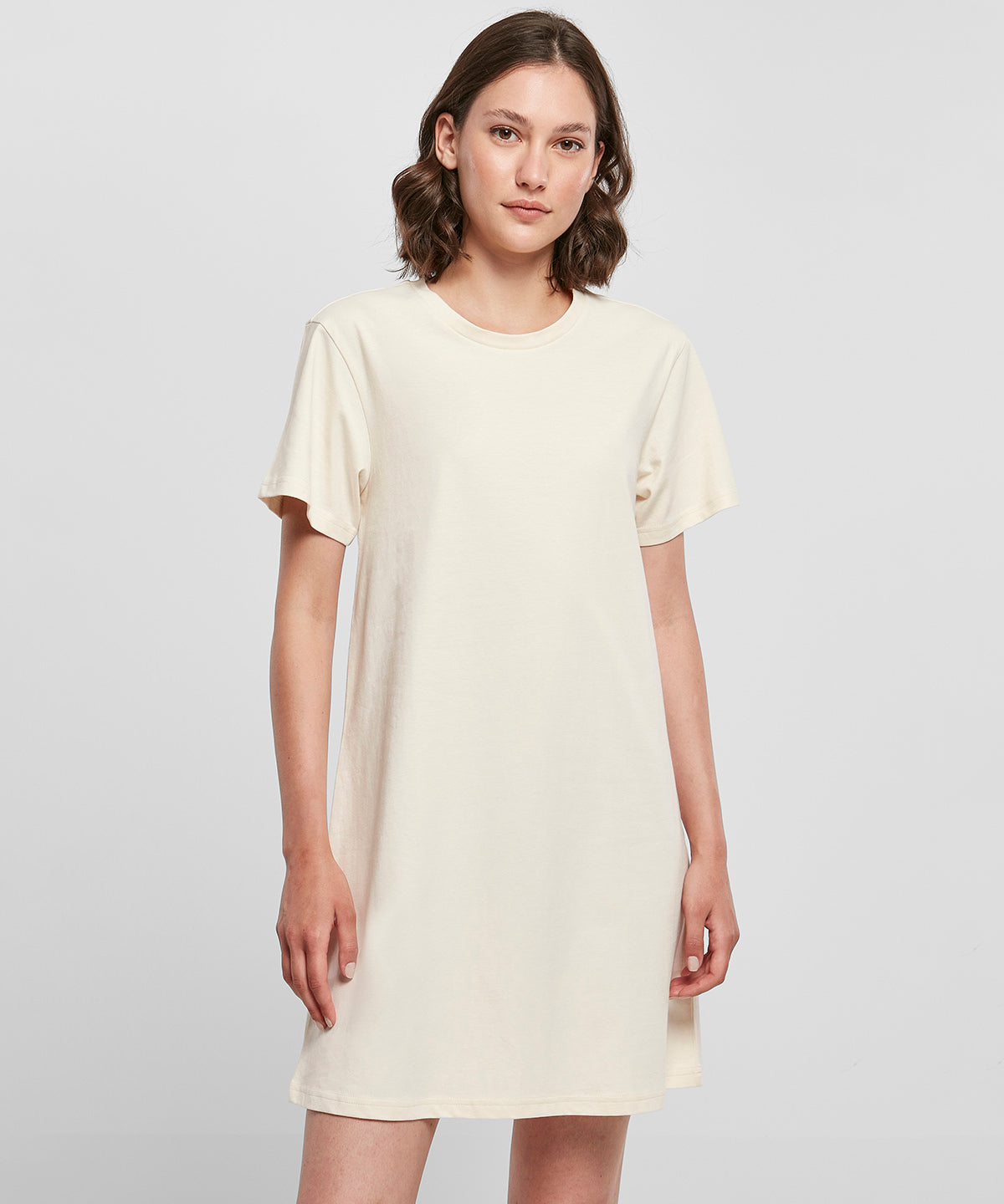 Womens Crew Neck T-Shirt Dress - White Sand