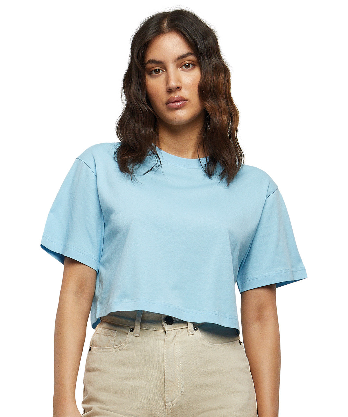 Womens Oversized Cropped Tee - Sand