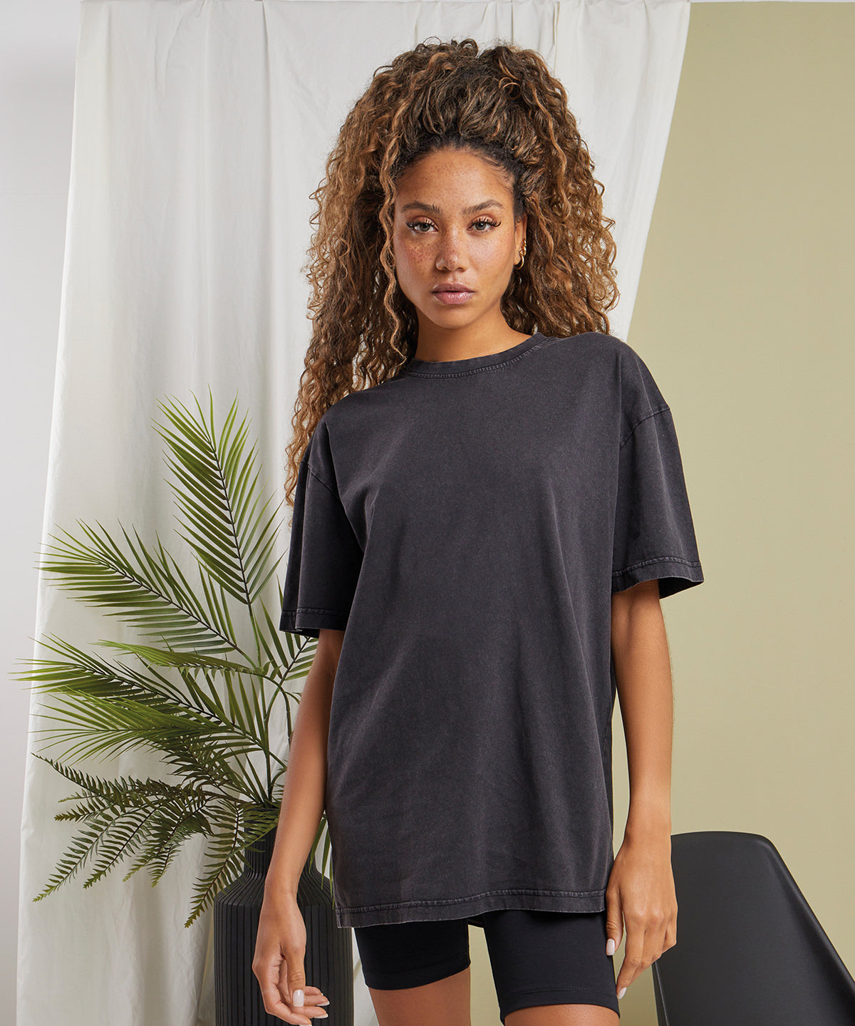 Womens Comfort Acid Wash Tee  - Asphalt