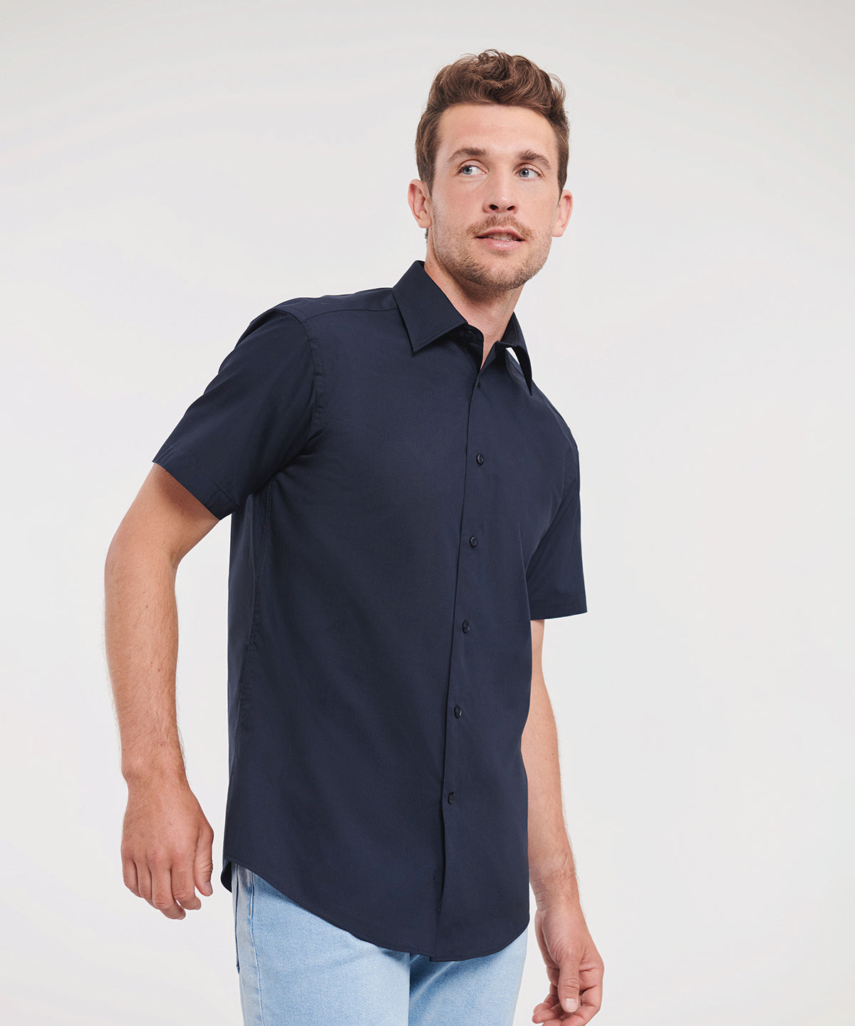 Short sleeve polycotton easycare tailored poplin shirt