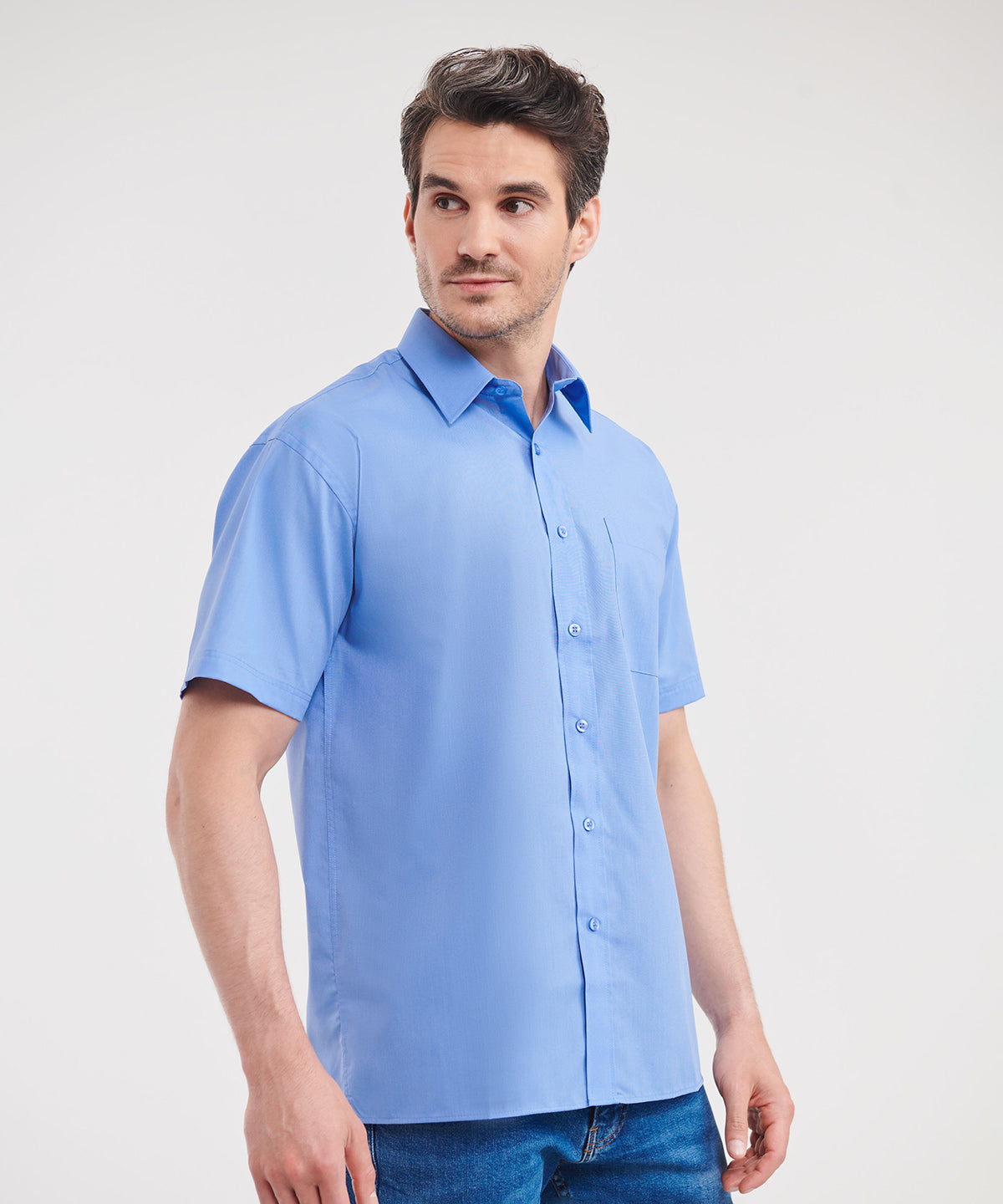 Short sleeve polycotton easycare poplin shirt