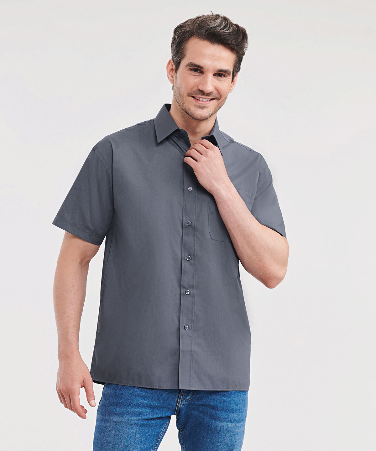 Short sleeve polycotton easycare poplin shirt