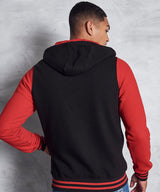 Zip-Up Hoodie - Jet Black/Fire Red