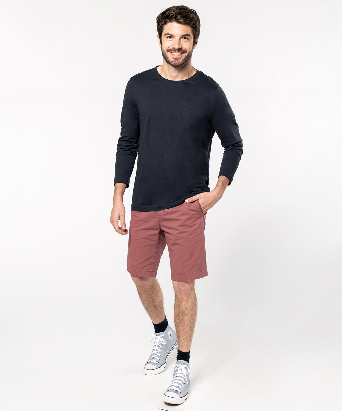 Men's washed effect Bermuda shorts