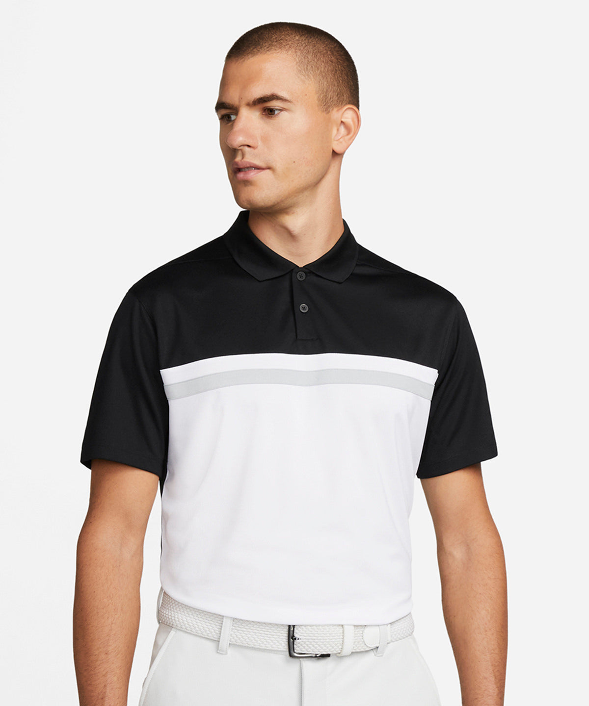 Nike - Nike Victory colour block polo - Black / White / Light Smoke Grey / White