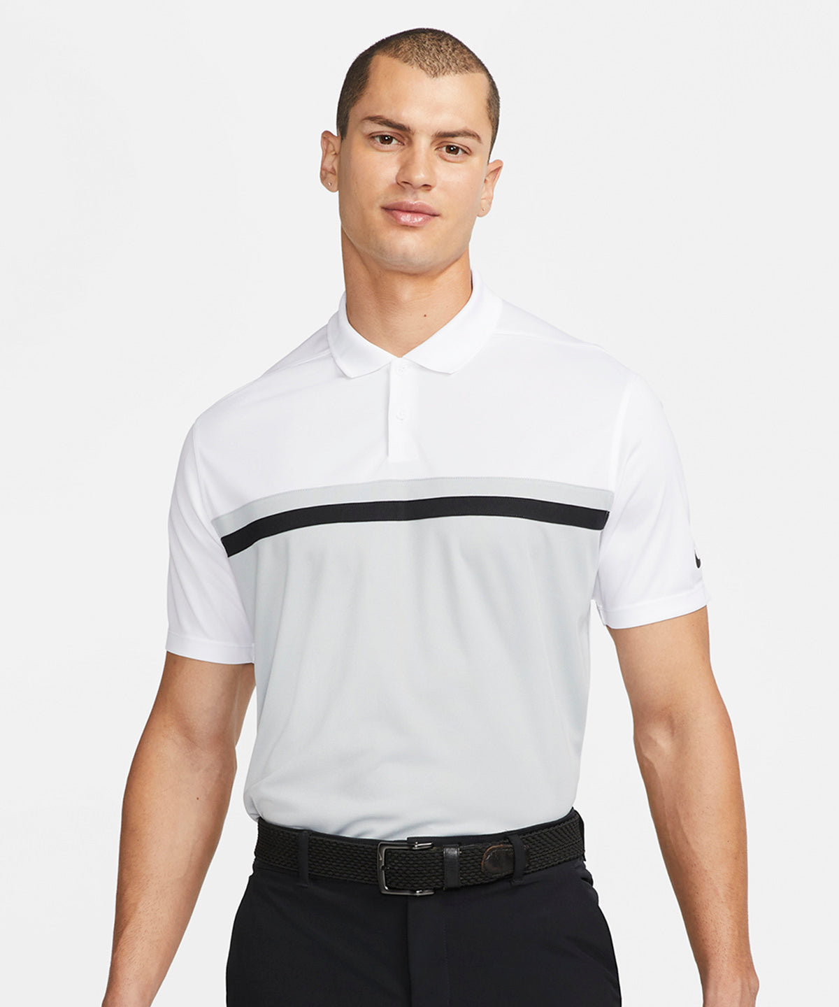 Nike - Nike Victory colour block polo - Black / White / Light Smoke Grey / White