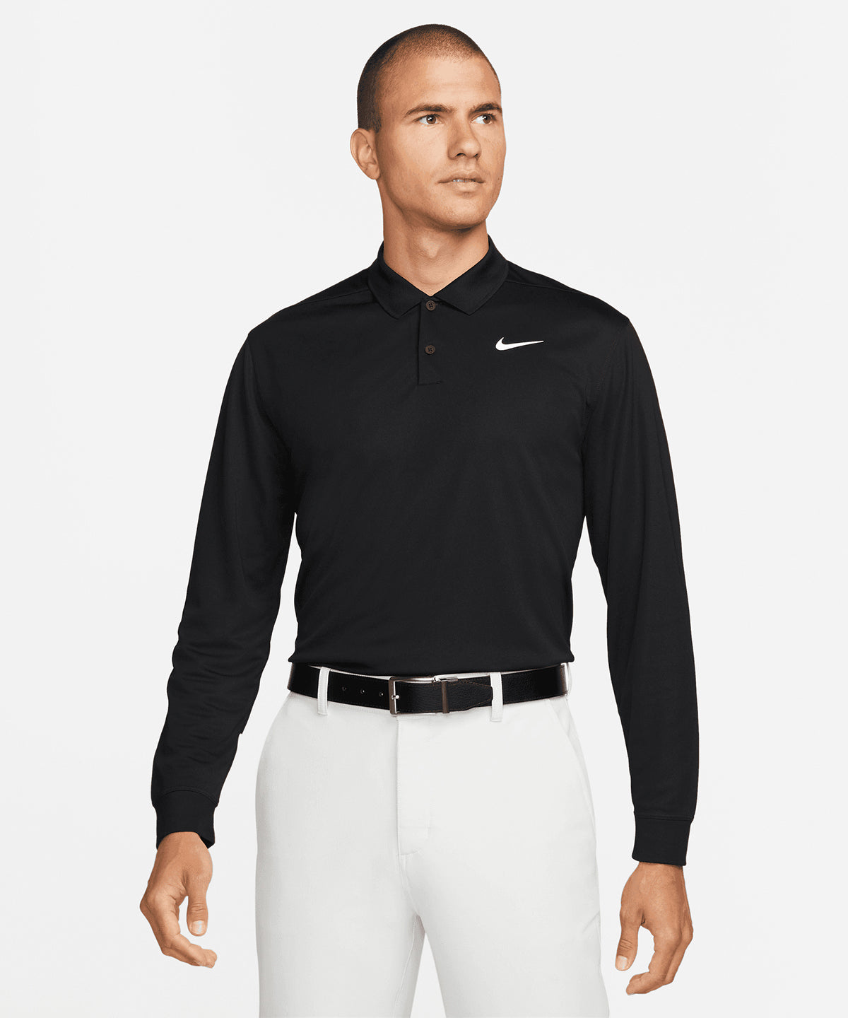 Nike - Nike Dri-FIT Victory solid long sleeve polo - Black/White