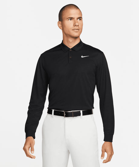 Nike - Nike Dri-FIT Victory solid long sleeve polo - Black/White