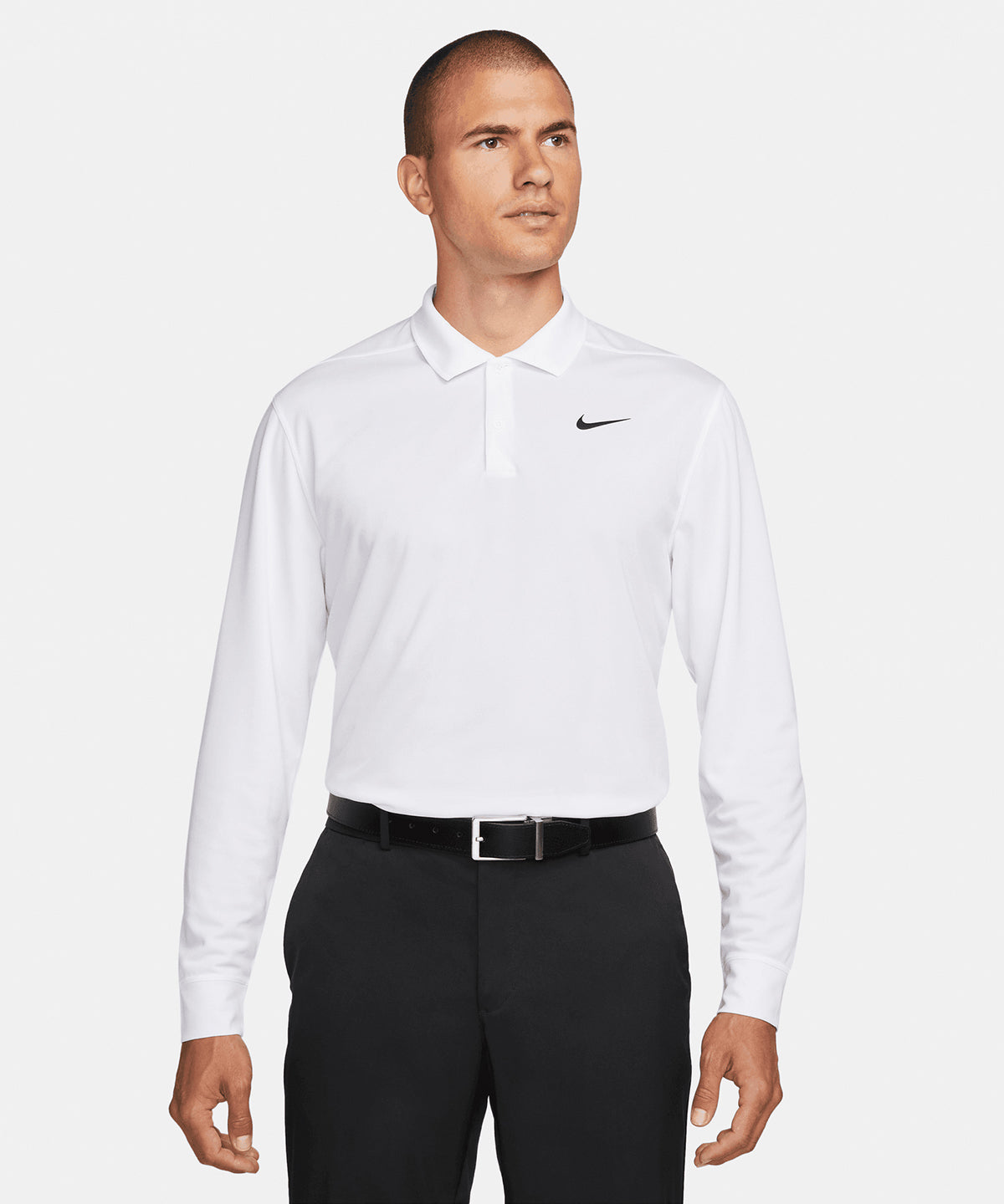 Nike - Nike Dri-FIT Victory solid long sleeve polo - Black/White