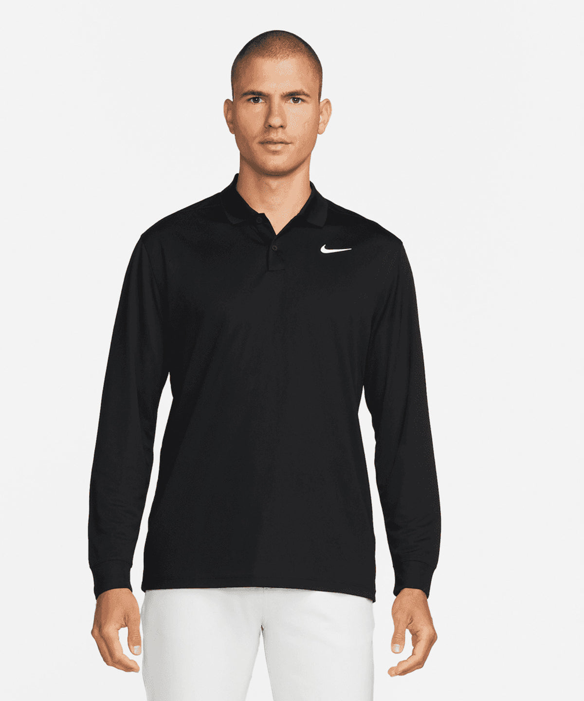 Nike - Nike Dri-FIT Victory solid long sleeve polo - Black/White