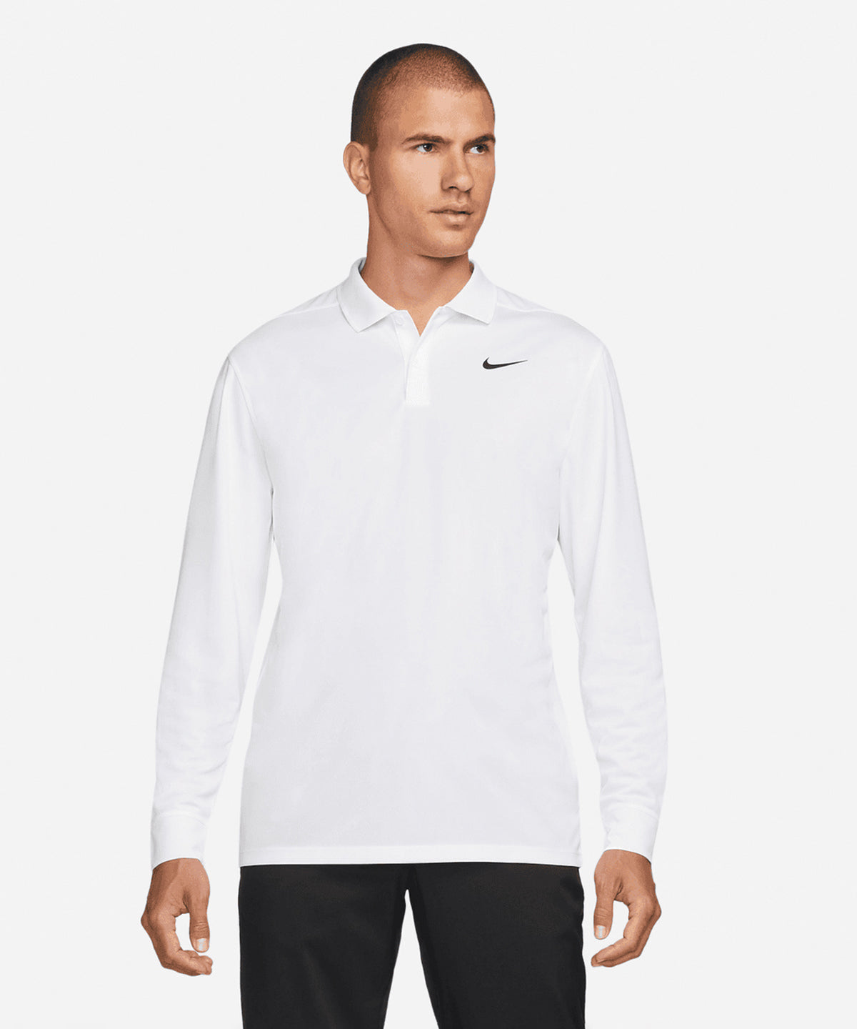 Nike - Nike Dri-FIT Victory solid long sleeve polo - Black/White