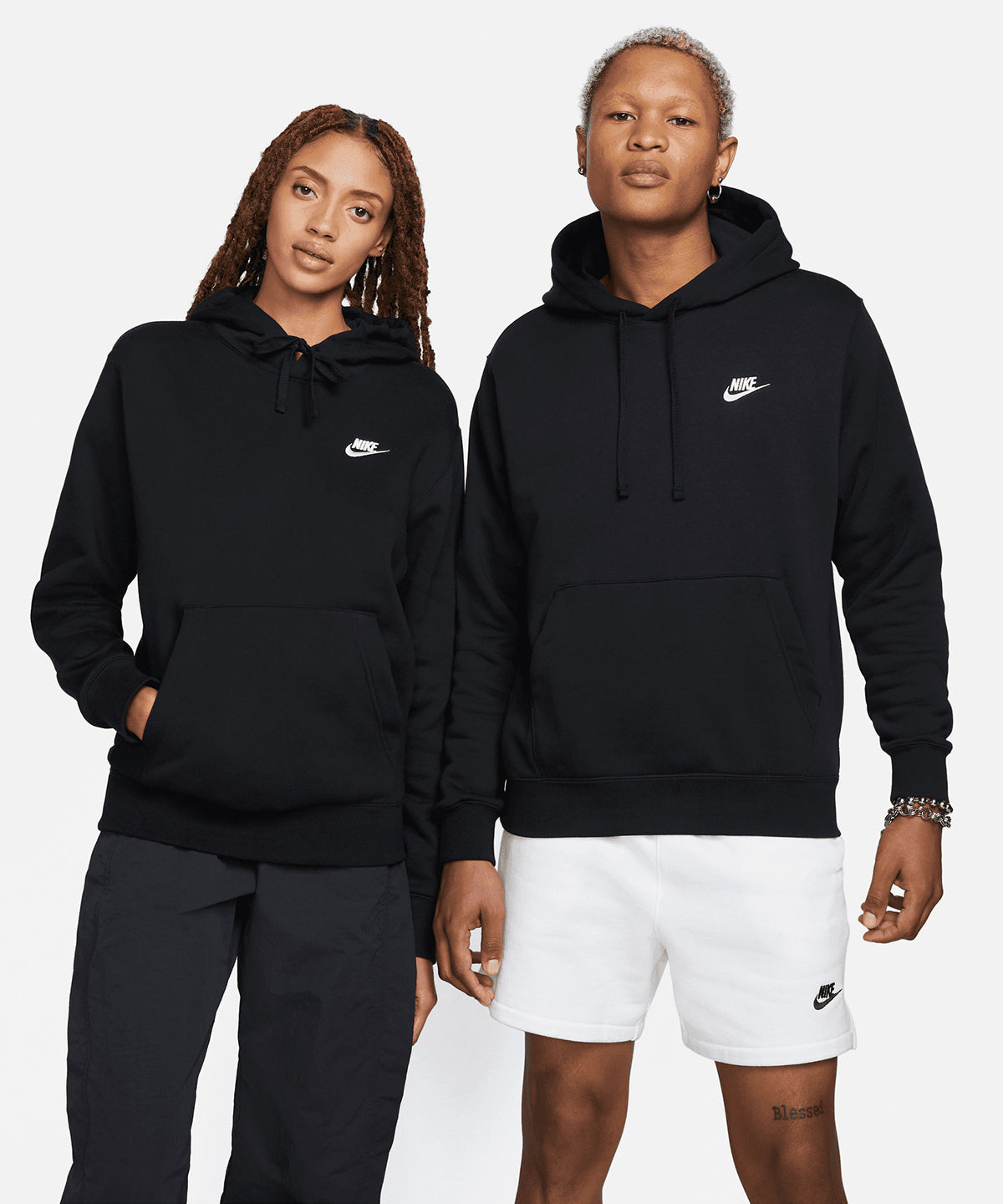 Nike - Nike Club hoodie - Black/Black/White