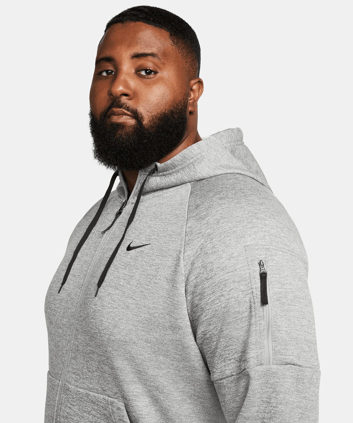 Nike - Nike men’s full-zip fitness hoodie - Dark Grey Heather/ Particle Grey/ Black