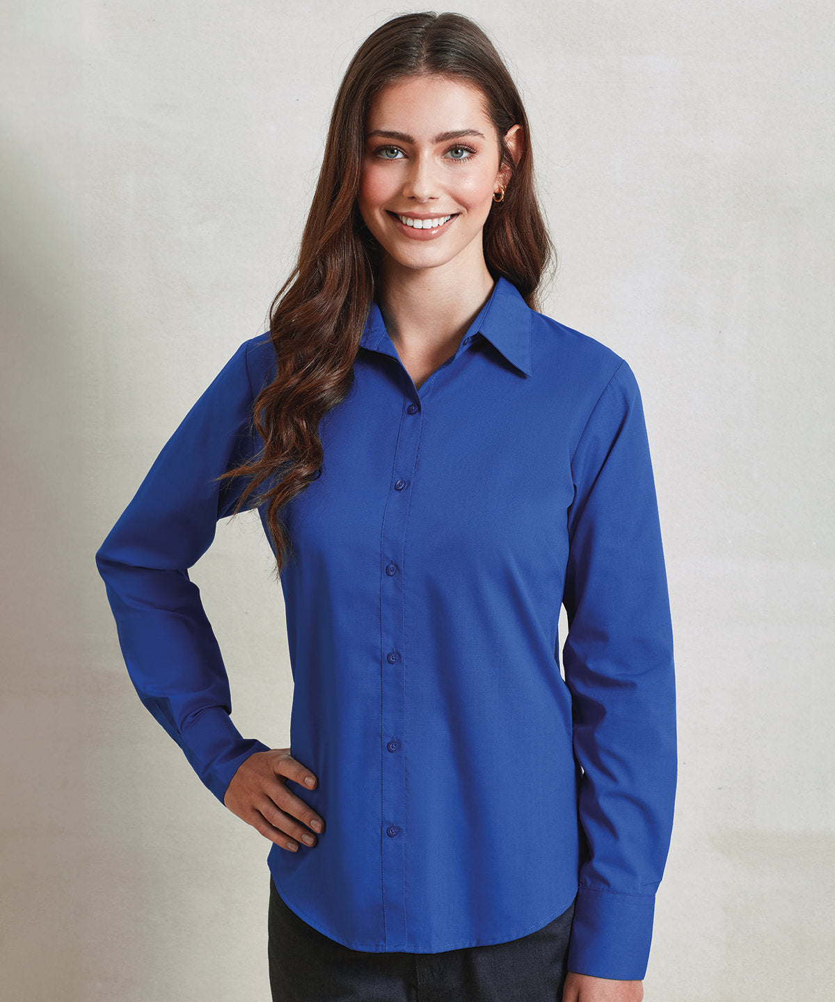 Classic Long Sleeve Blouse for Women - Sapphire