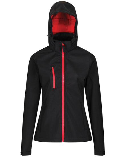 Women's venturer 3-layer hooded softshell jacket - Black/Red