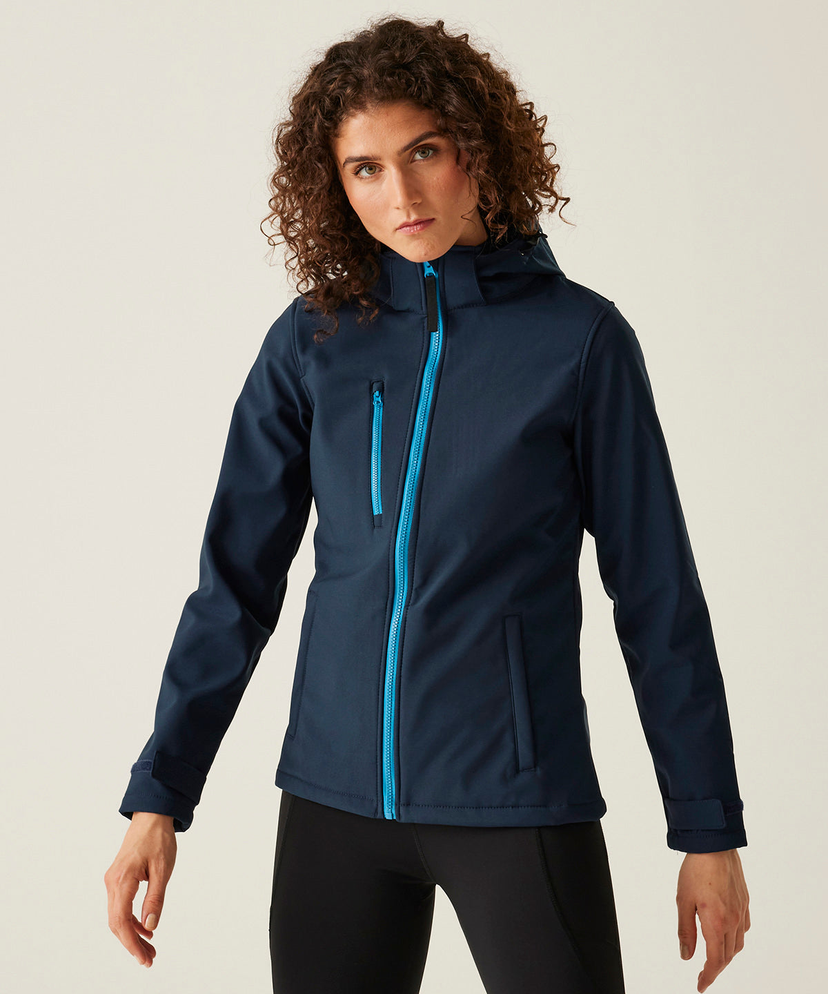 Women's venturer 3-layer hooded softshell jacket - Navy/French Blue