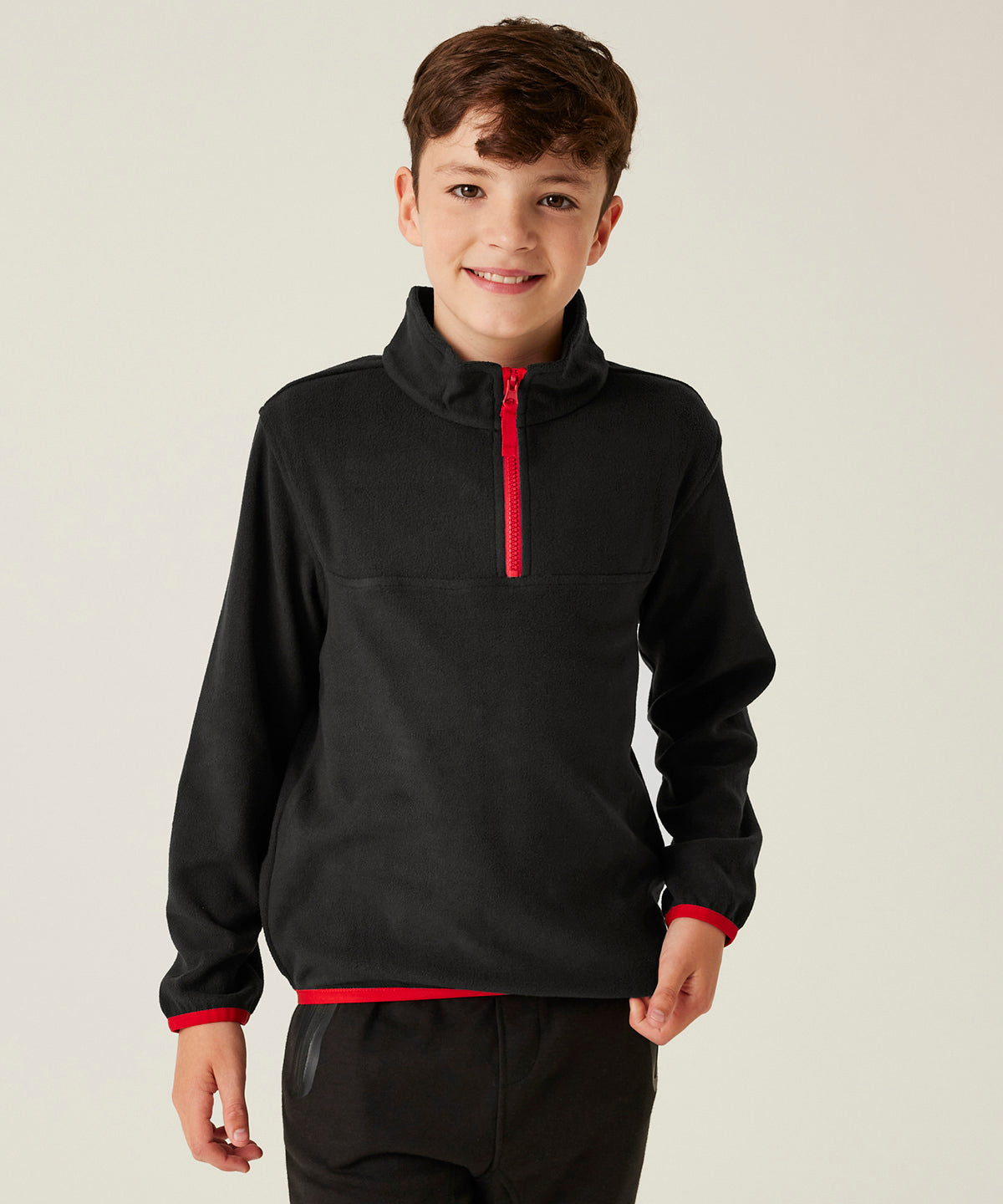 Kids half-zip microfleece - Black/Classic Red