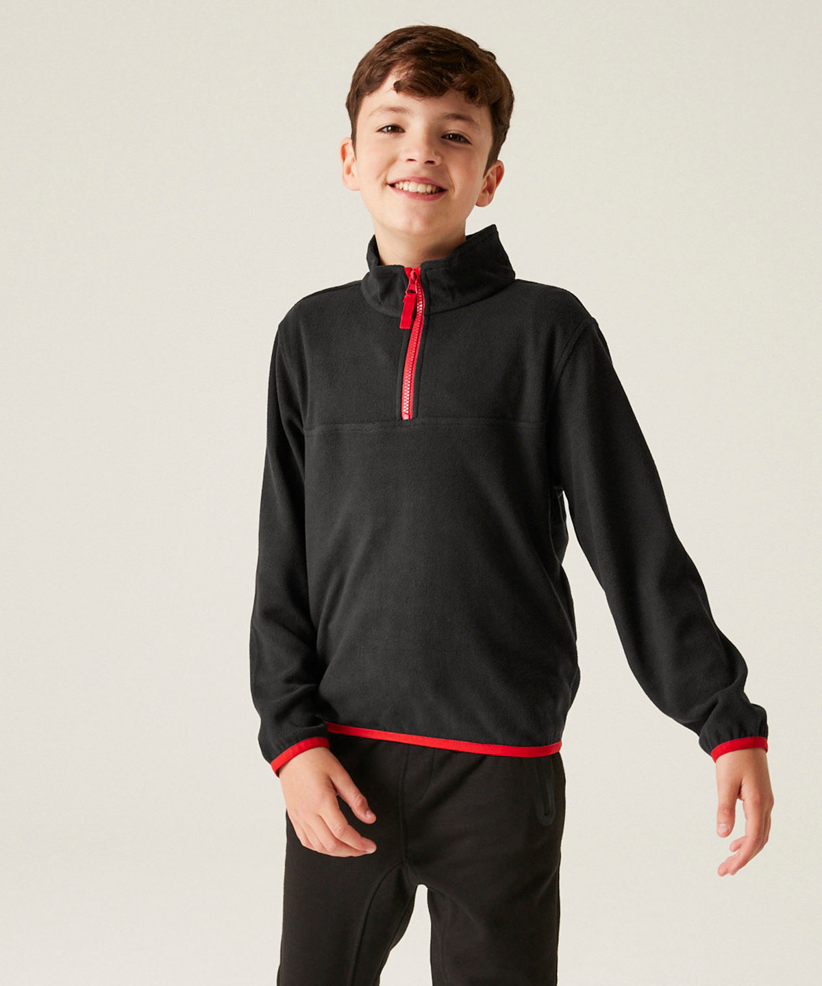 Kids half-zip microfleece - Black/Classic Red