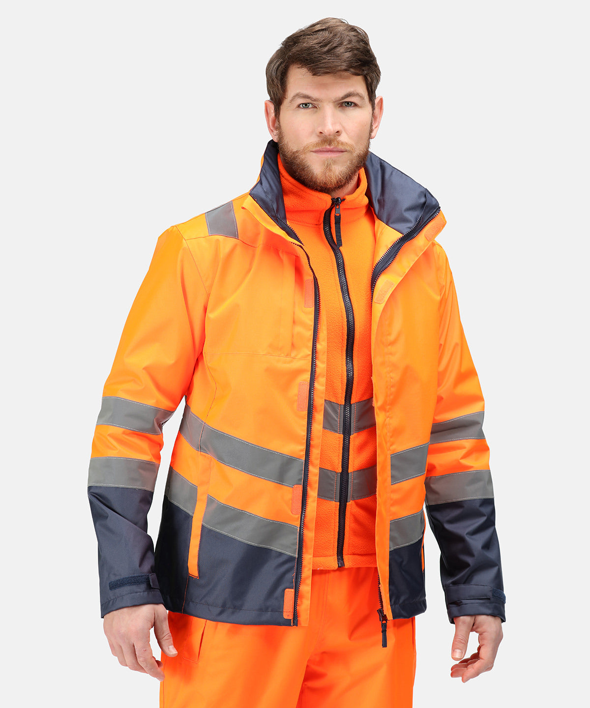 Regatta - Pro hi-vis 3-in-1 jacket - Orange/Navy