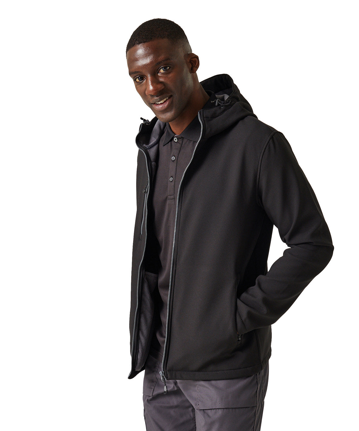 Navigate 2-layer hooded softshell jacket - Black/Classic Red