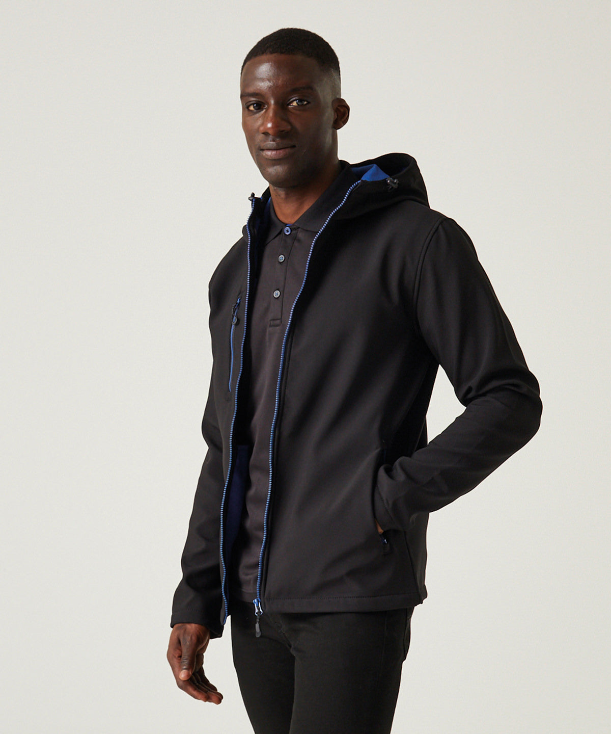 Navigate 2-layer hooded softshell jacket - Black/New Royal