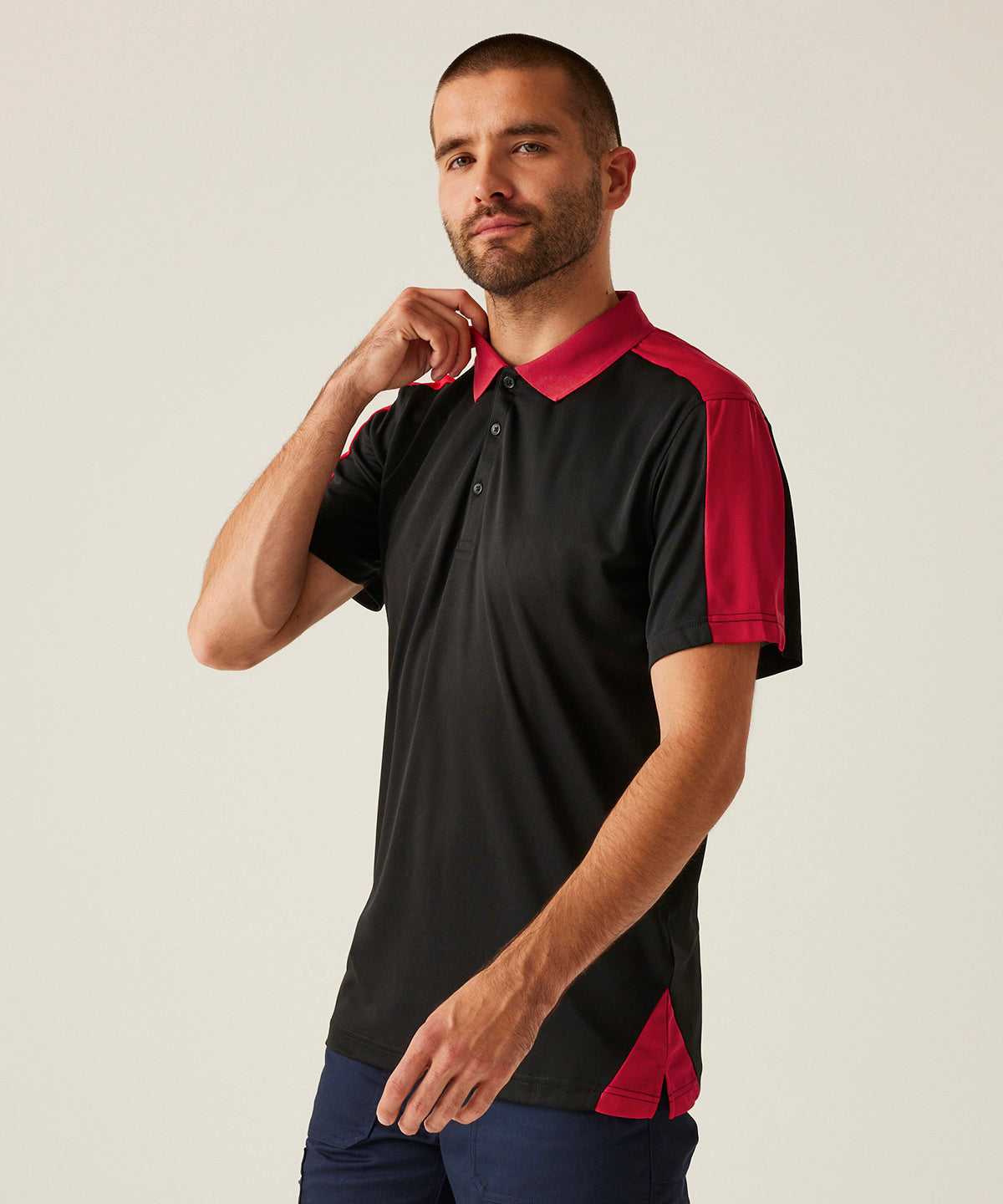 Contrast wicking polo - Classic Red/Black