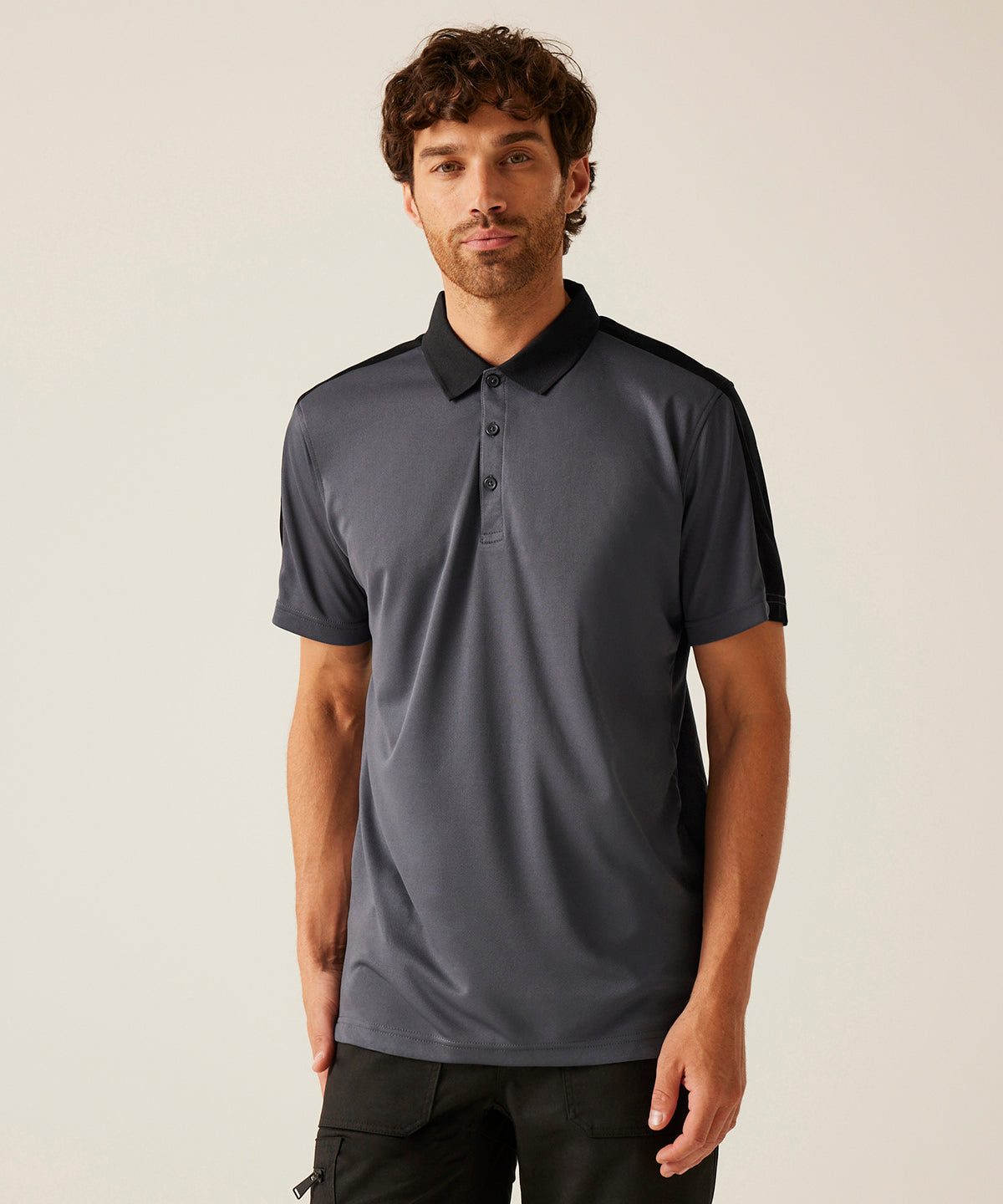 Contrast wicking polo - Black/Classic Red