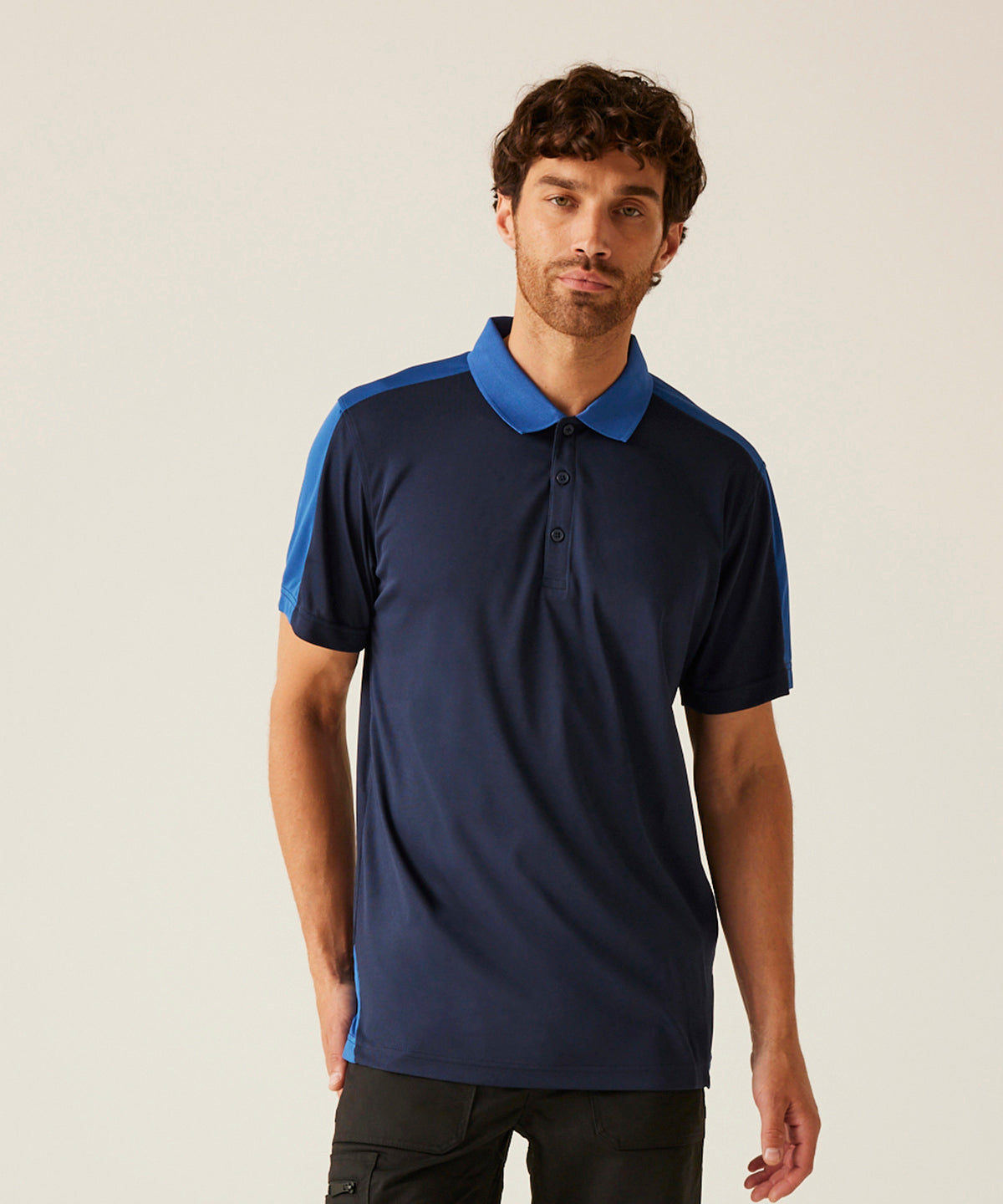 Contrast wicking polo - Black/Seal