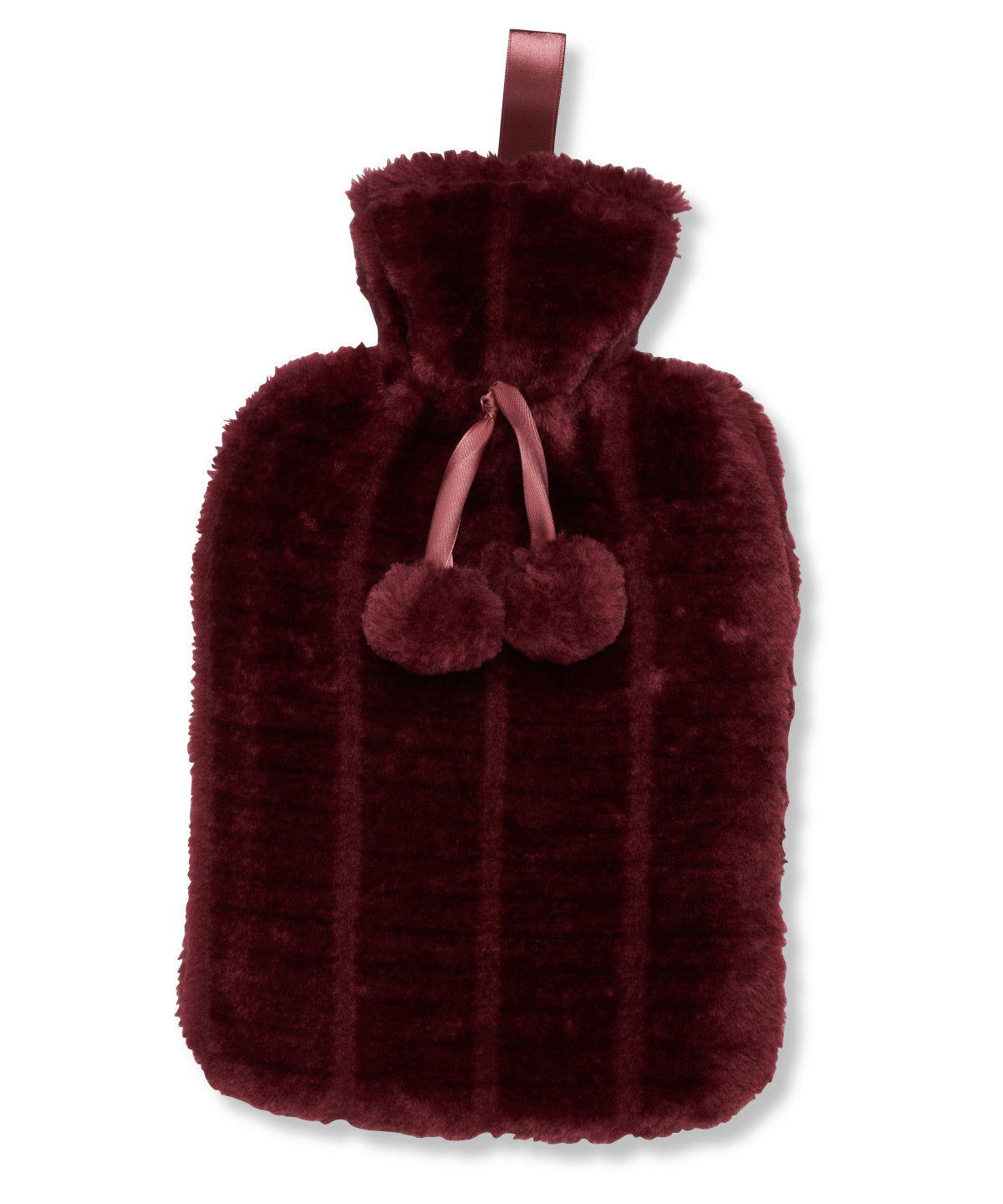 Plush Faux Fur Hot Water Bottle with Cover - Red