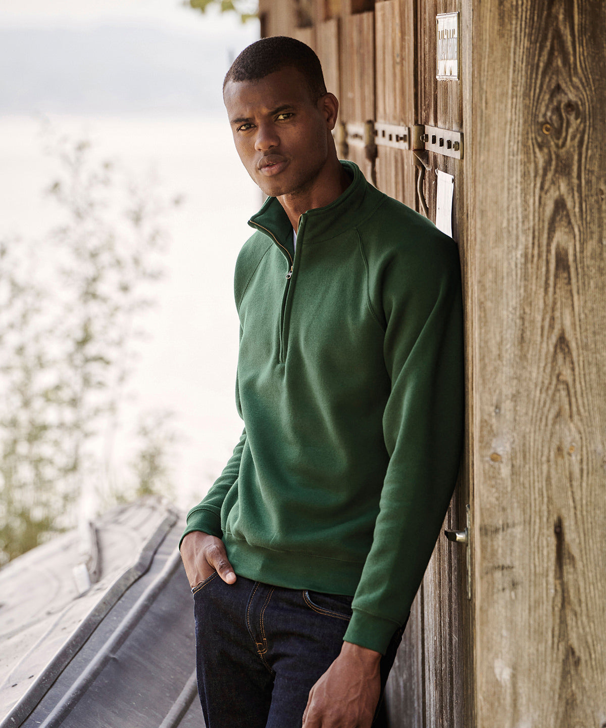 Premium 70/30 zip-neck sweatshirt