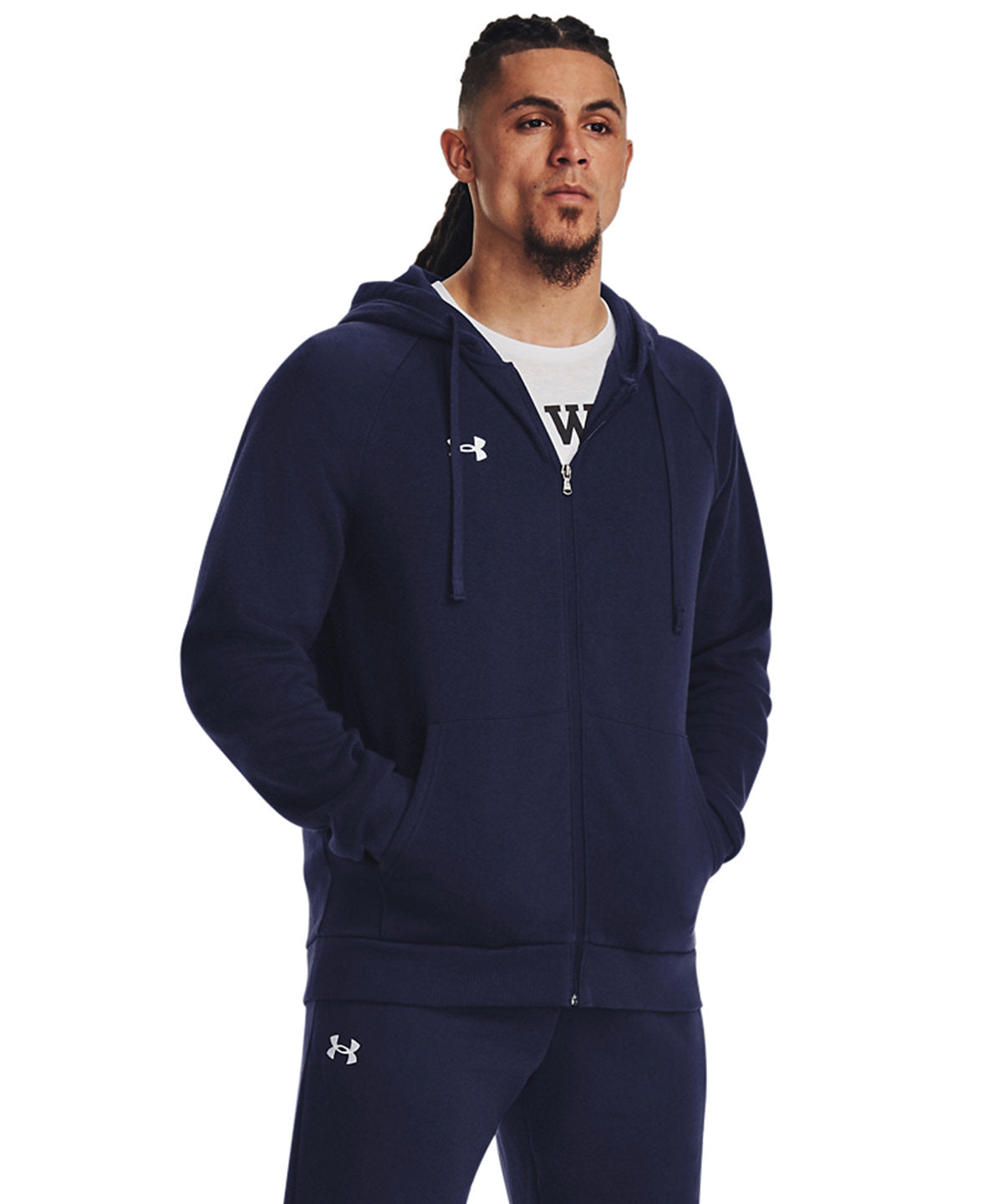 Under Armour - Rival fleece full-zip hoodie - Castlerock Light Heather