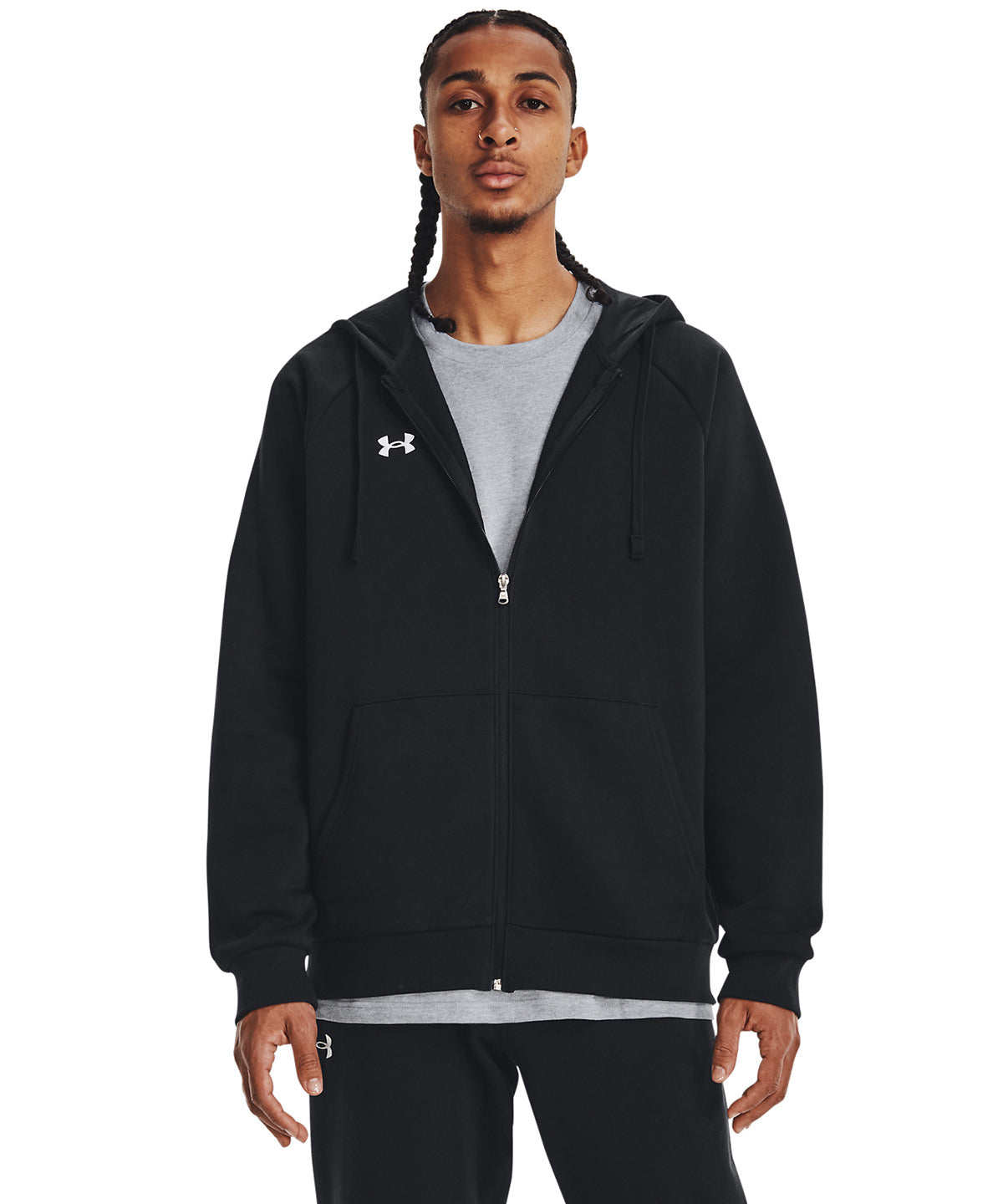 Under Armour - Rival fleece full-zip hoodie - Castlerock Light Heather