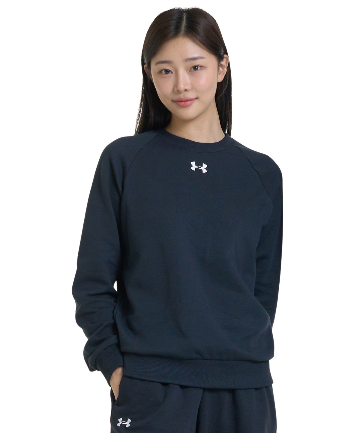 Under Armour - UA Rival fleece crew - Midnight Navy/White