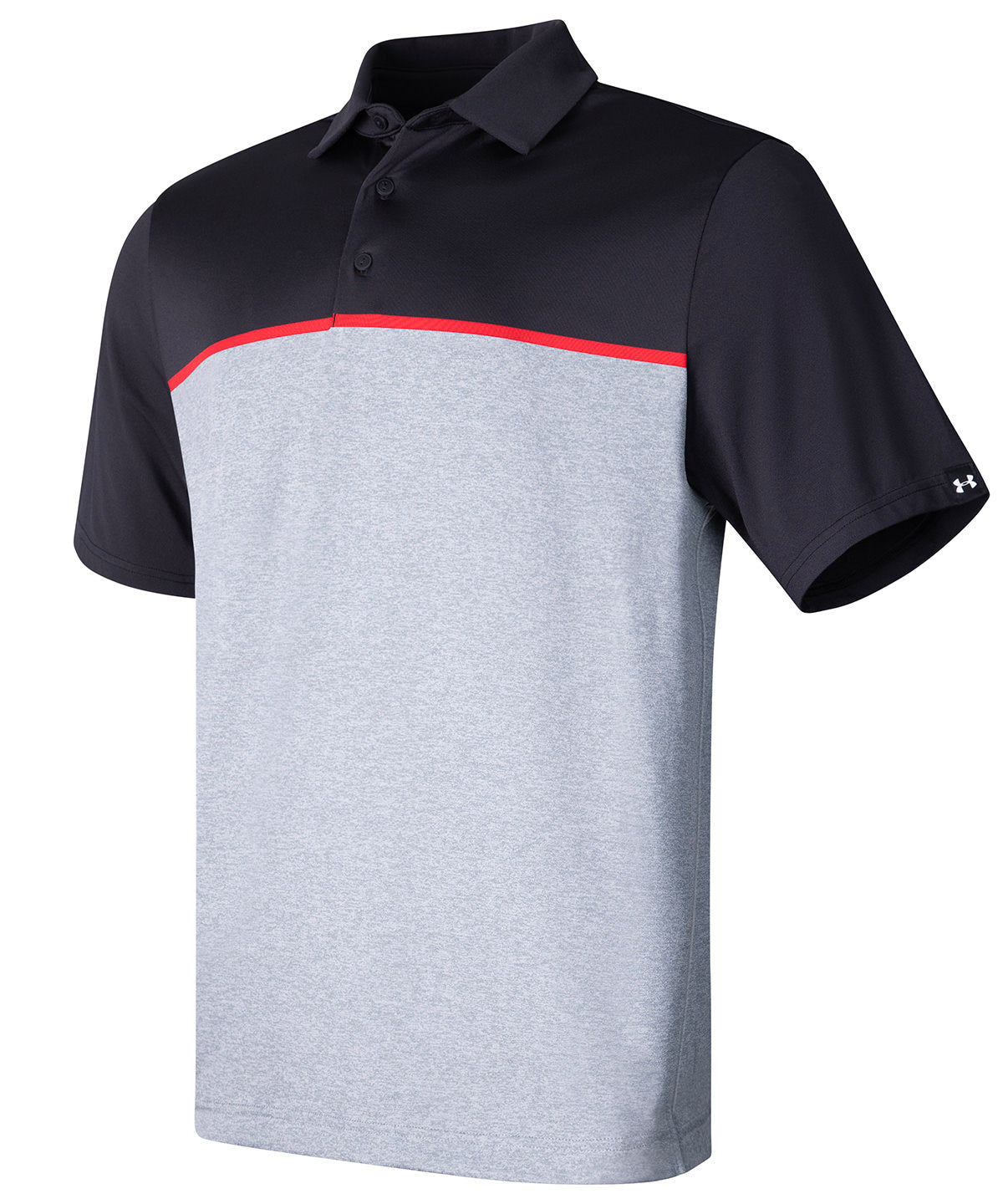 Under Armour - UA playoff 3.0 stripe polo LB – edge lit - Black/Red/Black